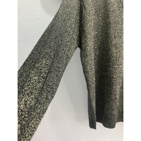 RARE‎ VTG Karen Scott Cardigan Sweater Black &Gold Metallic NYE NIGHT OUT PARTY - Picture 3 of 9